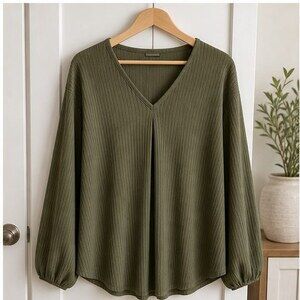 Olive Pleated Blouse
